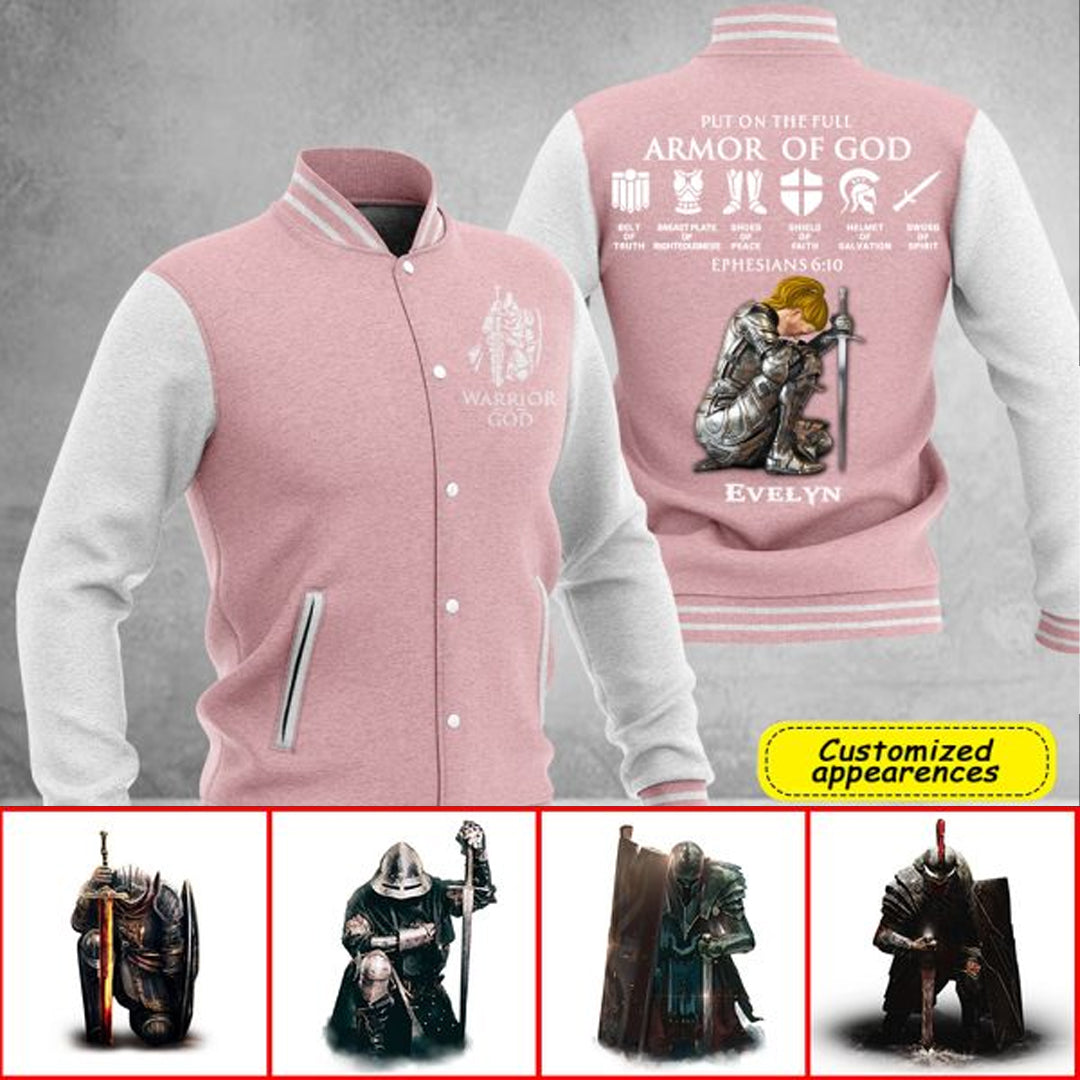 Christianartbag Baseball Jacket, Put On The Full Armor Of God Personalized Baseball Jacket, Personalized Baseball Jacket, CAB010912. - Christian Art Bag