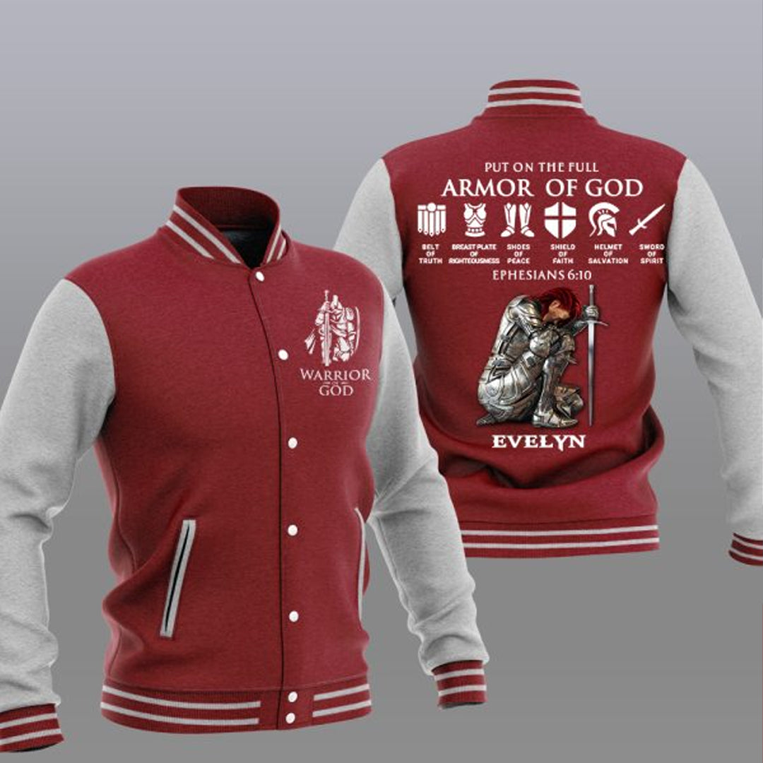 Christianartbag Baseball Jacket, Put On The Full Armor Of God Personalized Baseball Jacket, Personalized Baseball Jacket, CAB010912. - Christian Art Bag