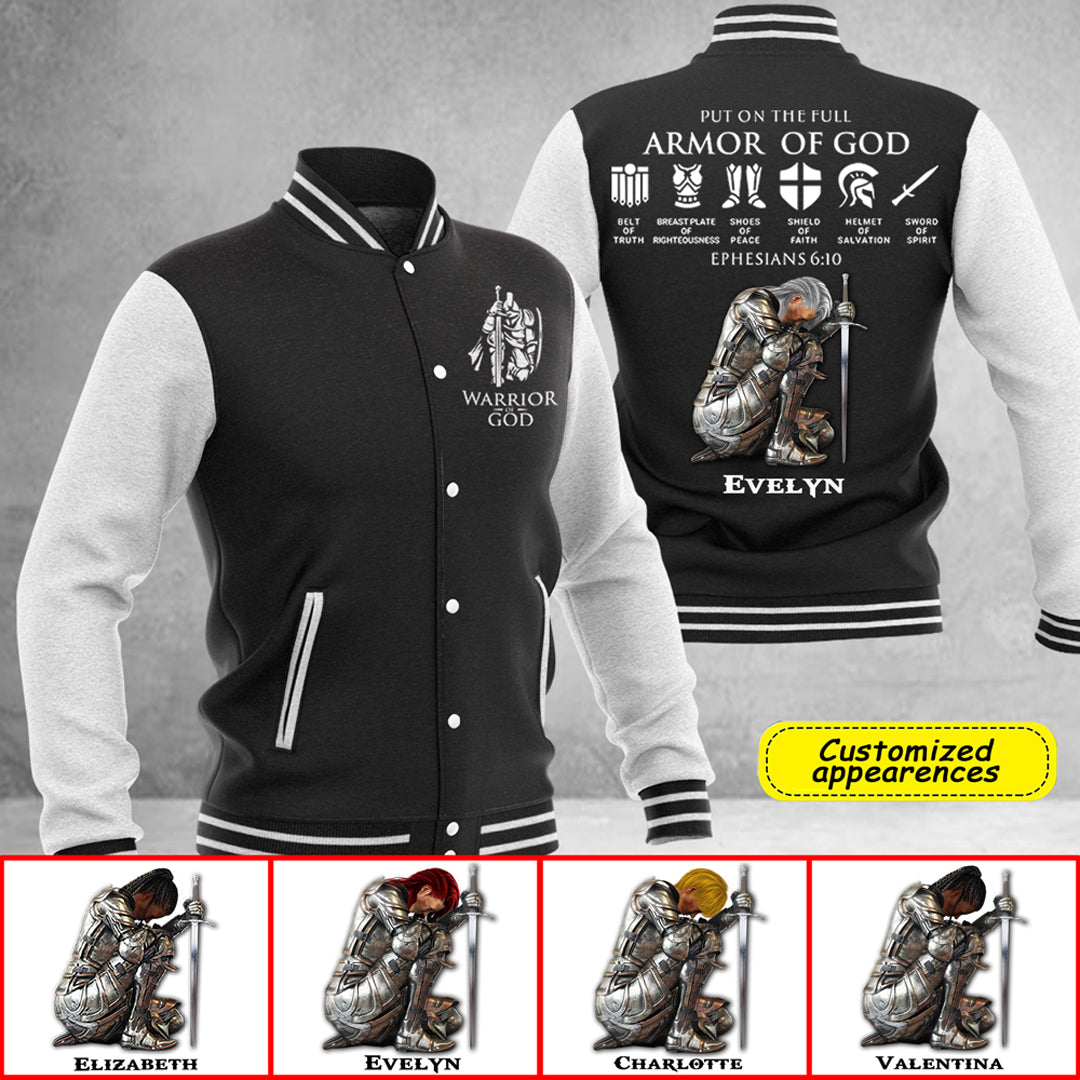 Christianartbag Baseball Jacket, Put On The Full Armor Of God Personalized Baseball Jacket, Personalized Baseball Jacket, CAB010912. - Christian Art Bag