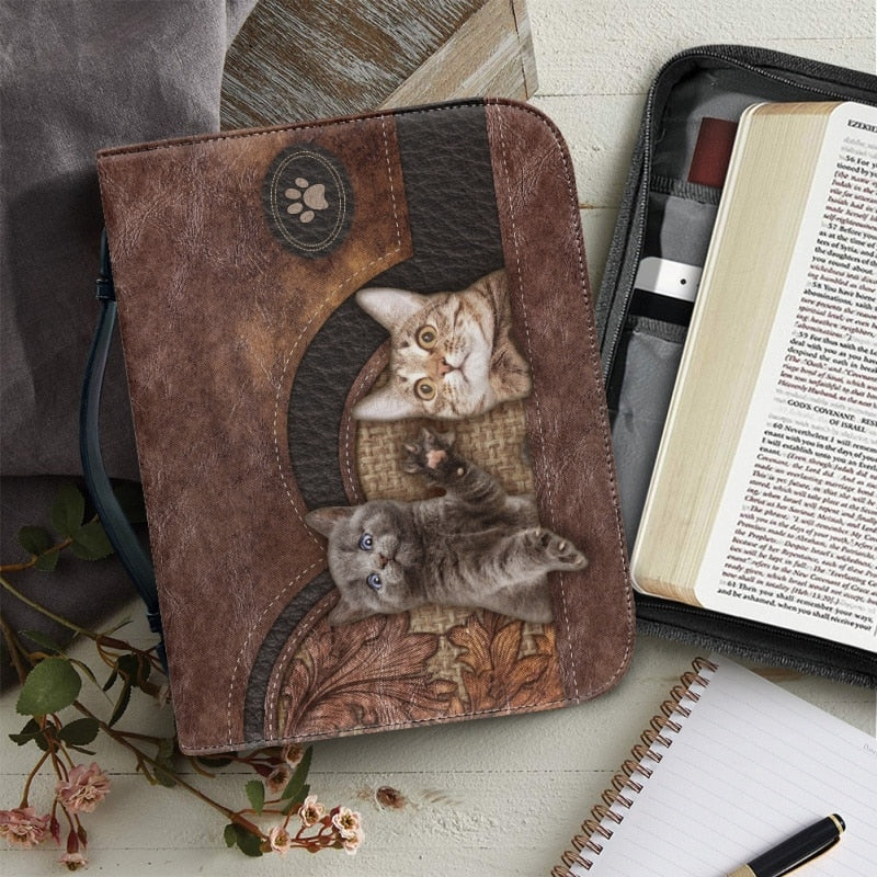 Christianartbag Bible Cover, Leather Animals Print Luxury PU Bible Cover Case Handbag For Women Storage Study Book Holy Boxes Zippered Bags. - Christian Art Bag