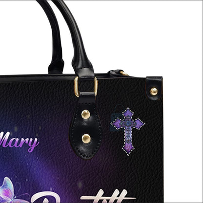 Christianartbag Handbags, Blessed Is She Leather Handbag Blue, Personalized Bags, Gifts for Women, Christmas Gift, CABLTB04290923. - Christian Art Bag