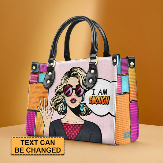 CHRISTIANARTBAG 'I Am Enough' Pop Art Empowerment Leather Handbag - CABLTHB11300324.