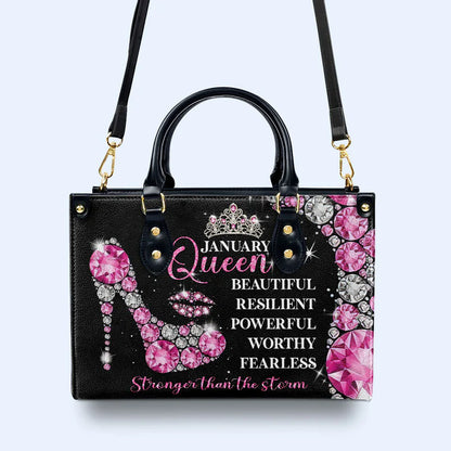 CHRISTIANARTBAG 'January Queen' Birthstone-Inspired Personalized Leather Handbag - CABBLTHB05300324.