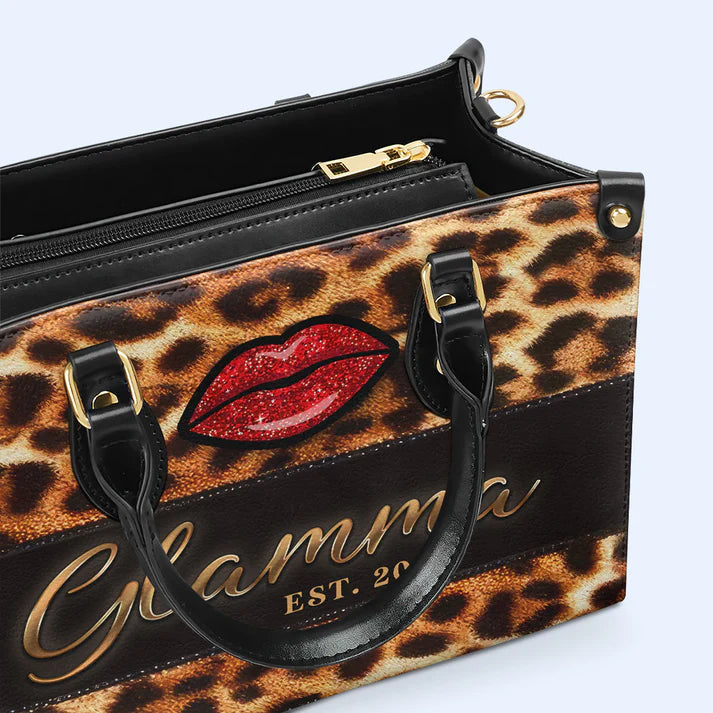 CHRISTIANARTBAG Personalized Leopard Print Leather Handbag with Customizable Name Plate, CABLTHB01300324.