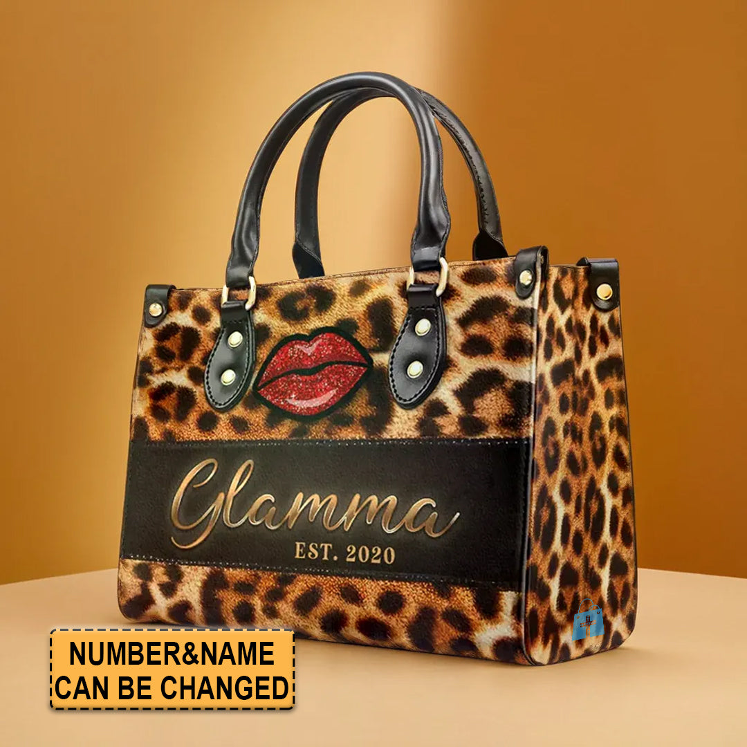 CHRISTIANARTBAG Personalized Leopard Print Leather Handbag with Customizable Name Plate, CABLTHB01300324.