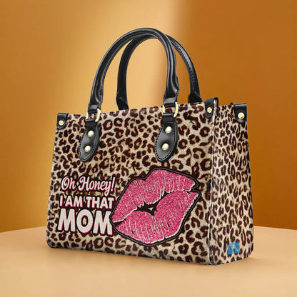 CHRISTIANARTBAG 'Oh Honey, I AM THAT MOM' Leopard Print Leather Handbag - CABLTHB04300324.