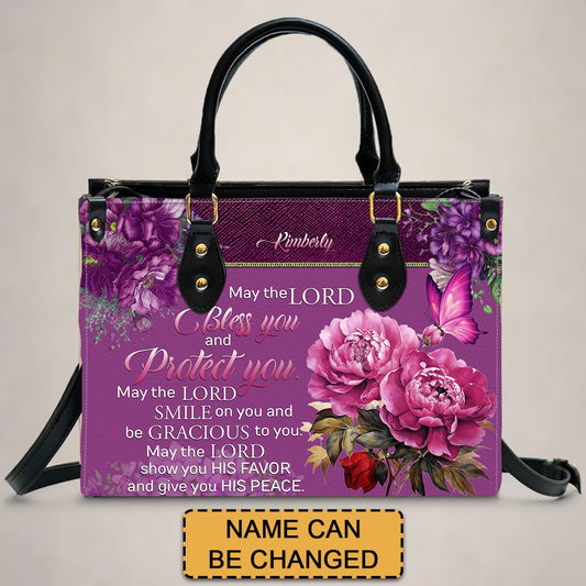 Personalized Christian Leather Handbag for Women – Bible Verse Floral Purse, Custom Name Religious Gift by CHRISTIANARTBAG