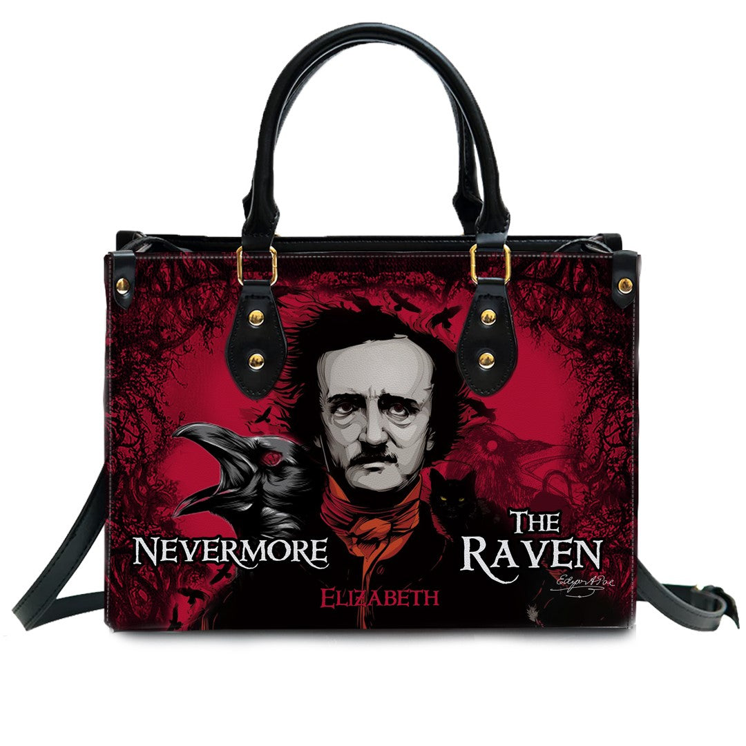 Christianartbag Novel Bags, Personalized Leather Handbags for Literary Enthusiasts, The Raven Edgar Allan Poe Leather Handbag, CABHN01120324