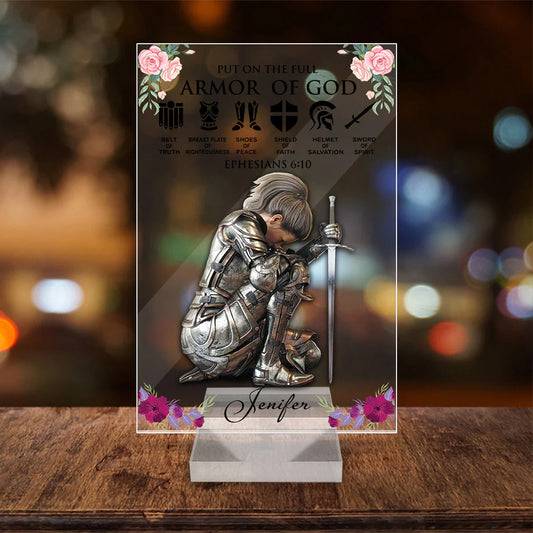 Christianartbag Night Light, Personalized Woman Warrior of God Put On The Full Armor of God Ephesians 6-10, Personalized Night Light, Christian Gift, CABNL01231023 - Christian Art Bag