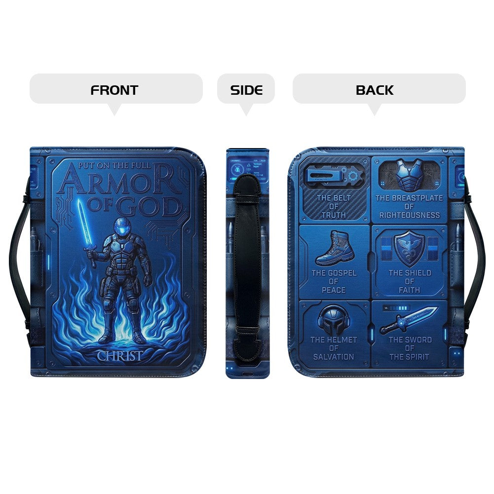 Personalized Bible Cover Armor of God | Custom Name Leather Bible Case with Handle | Christian Gift for Men Women | CHRISTIANARTBAG BLACK02060926