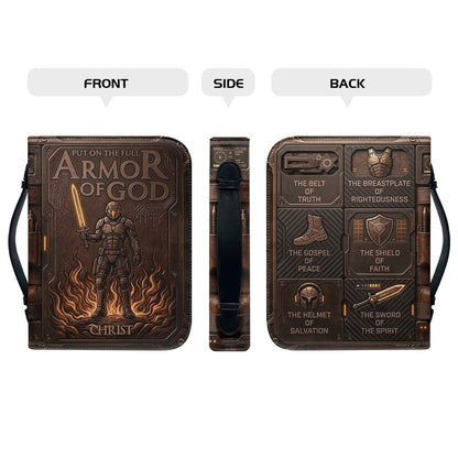 Personalized Bible Cover Armor of God | Custom Name Leather Bible Case with Handle | Christian Gift for Men Women | CHRISTIANARTBAG BLACK02060926