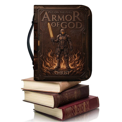 Personalized Bible Cover Armor of God | Custom Name Leather Bible Case with Handle | Christian Gift for Men Women | CHRISTIANARTBAG BLACK02060926