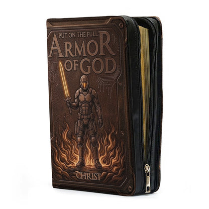 Personalized Bible Cover Armor of God | Custom Name Leather Bible Case with Handle | Christian Gift for Men Women | CHRISTIANARTBAG BLACK02060926