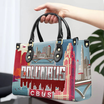 Columbus Cityscape Custom Leather Tote - CHRISTIANARTBAG Metropolitan Series - CABLTHB18310324.