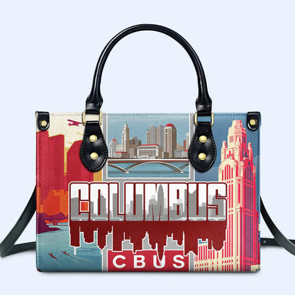 Columbus Cityscape Custom Leather Tote - CHRISTIANARTBAG Metropolitan Series - CABLTHB18310324.