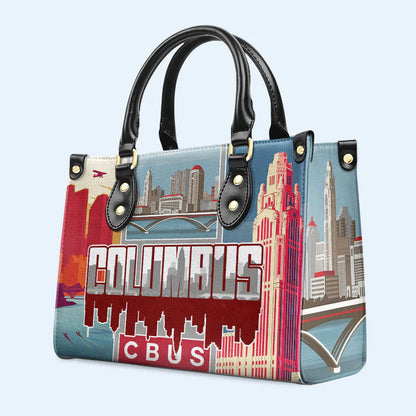 Columbus Cityscape Custom Leather Tote - CHRISTIANARTBAG Metropolitan Series - CABLTHB18310324.