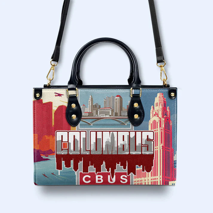 Columbus Cityscape Custom Leather Tote - CHRISTIANARTBAG Metropolitan Series - CABLTHB18310324.