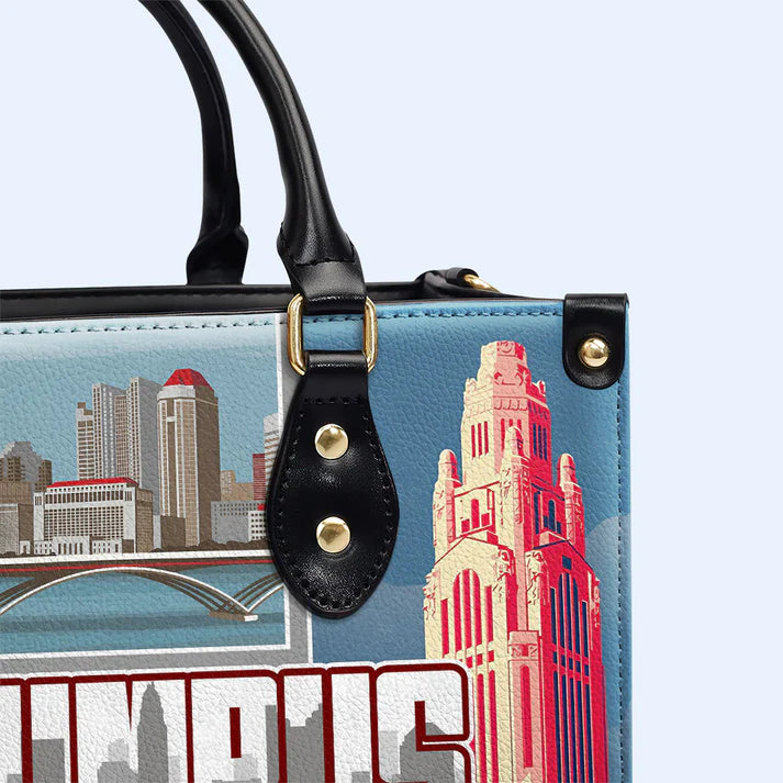 Columbus Cityscape Custom Leather Tote - CHRISTIANARTBAG Metropolitan Series - CABLTHB18310324.