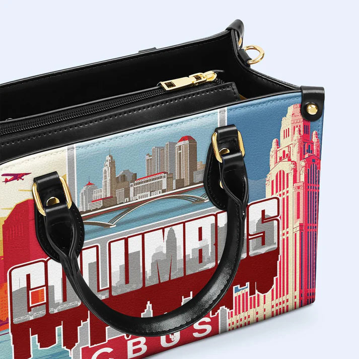 Columbus Cityscape Custom Leather Tote - CHRISTIANARTBAG Metropolitan Series - CABLTHB18310324.