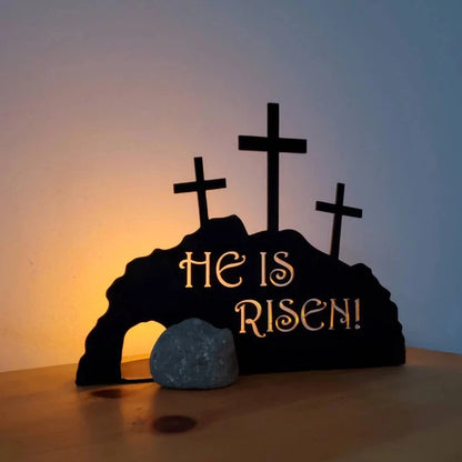 Christianartbag Home Decor, Cross Empty Tomb Decoration Empty Tomb Decor He Is Risen Cross Figurines Decor Empty Tomb Handcrafted Easter Scene Ornament Gift - Christian Art Bag