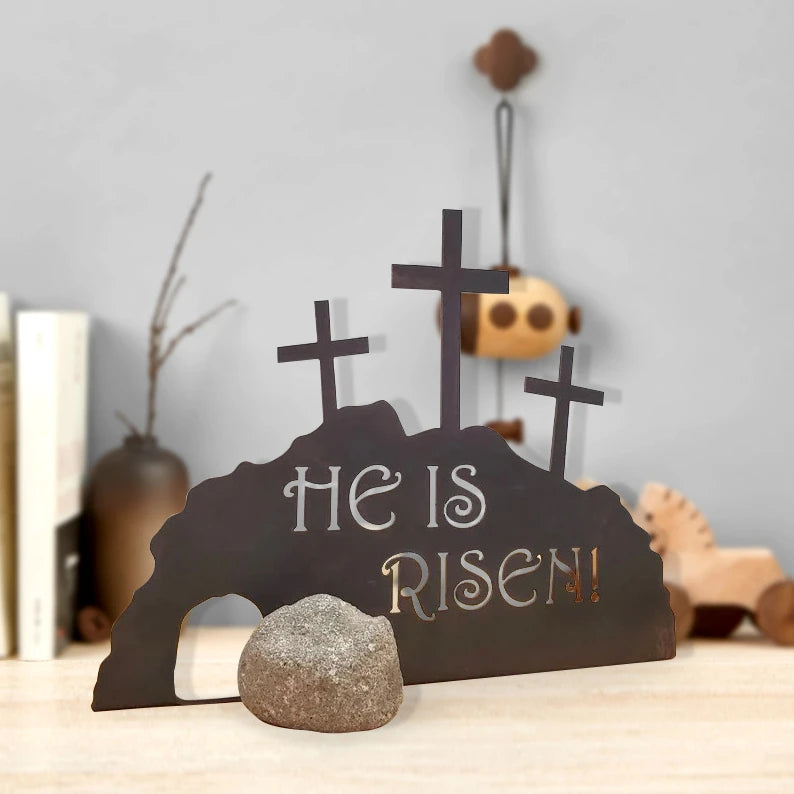 Christianartbag Home Decor, Cross Empty Tomb Decoration Empty Tomb Decor He Is Risen Cross Figurines Decor Empty Tomb Handcrafted Easter Scene Ornament Gift - Christian Art Bag