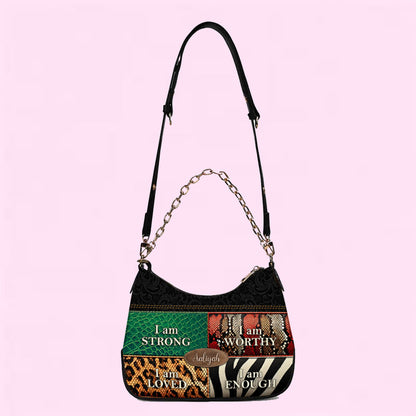 CHRISTIANARTBAG Crossbody Bag with Chain - Personalized Crossbody Bag with Chain - STRONG WORTHY LOVED ENOUGH - CABCBC01300524