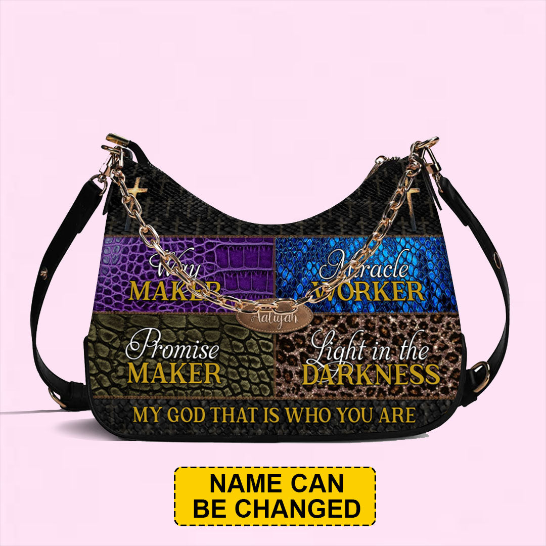 CHRISTIANARTBAG Crossbody Bag with Chain - Personalized Crossbody Bag with Chain - Way Maker Miracle Worker Promise Maker Light in The Darkness - CABCBC02300524