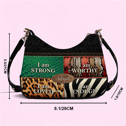 CHRISTIANARTBAG Crossbody Bag with Chain - Personalized Crossbody Bag with Chain - STRONG WORTHY LOVED ENOUGH - CABCBC01300524