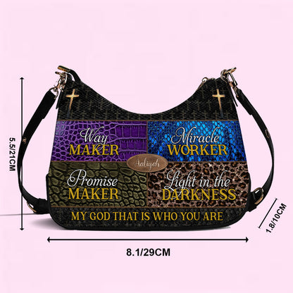 CHRISTIANARTBAG Crossbody Bag with Chain - Personalized Crossbody Bag with Chain - Way Maker Miracle Worker Promise Maker Light in The Darkness - CABCBC02300524