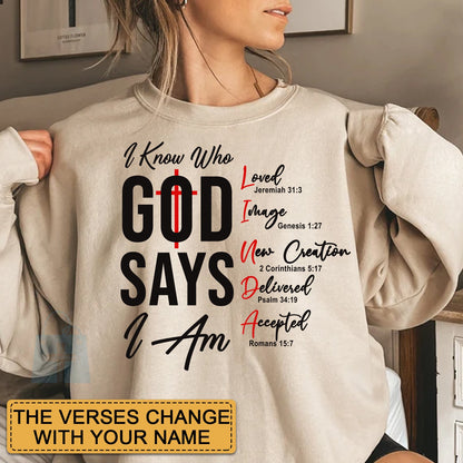 CHRISTIANARTBAG Personalized Sweatshirt : Uncover the sacred meaning of your name - I Know Who GOD Says I Am - Personalized T-Shirt - CAB01280425
