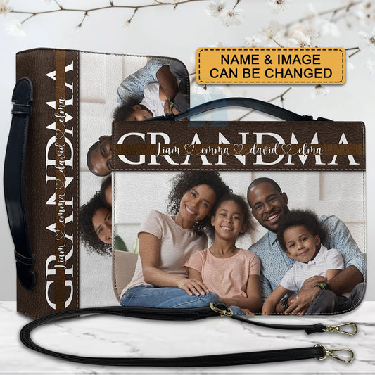 Personalized Bible Cover with Family Photo – Custom Name Christian Gift for Parents & Grandparents