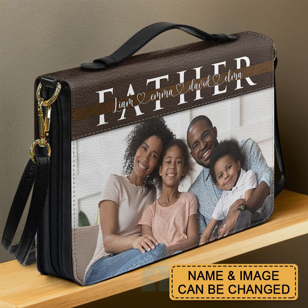 Personalized Bible Cover with Family Photo – Custom Name Christian Gift for Parents & Grandparents