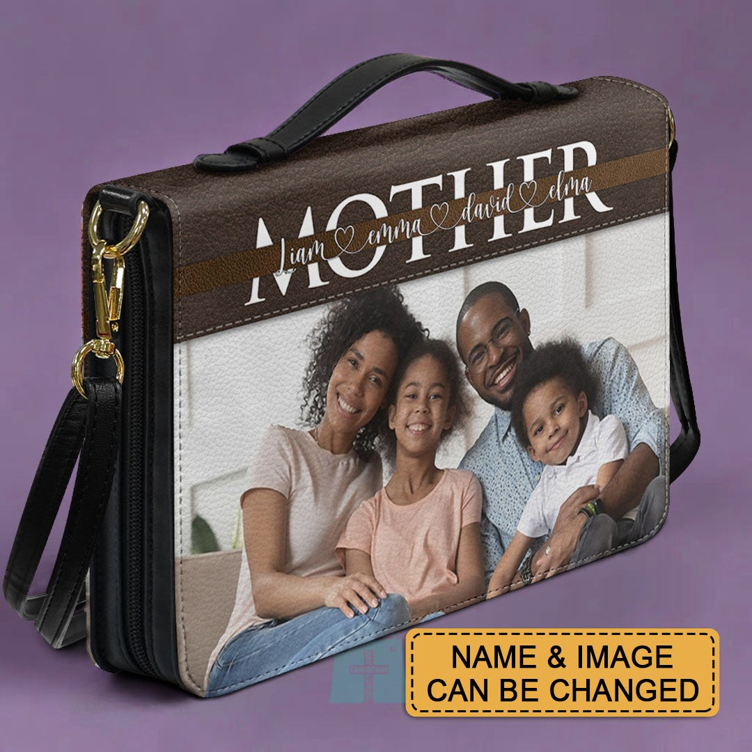 Personalized Bible Cover with Family Photo – Custom Name Christian Gift for Parents & Grandparents