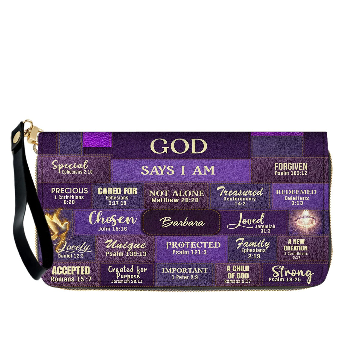 Personalized Leather Handbag & Long Wallet Set – GOD Says I Am Christian Gift for Women