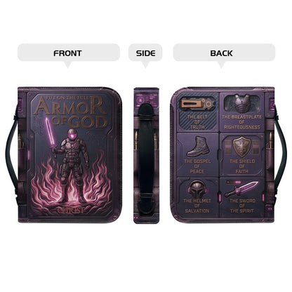 Personalized Bible Cover Armor of God | Custom Name Leather Bible Case with Handle | Christian Gift for Men Women | CHRISTIANARTBAG BLACK02060926