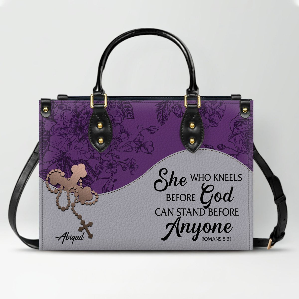 Custom Christian Leather Handbag – Personalized Name, Color & Bible Verse | CHRISTIANARTBAG