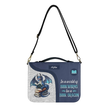 CHRISTIANARTBAG Book Covers - In A World Of Book Worms Be A Book Dragon - Dragon Book Cover - Personalized Book Cover.