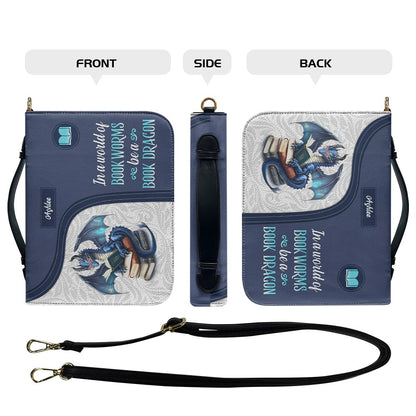 CHRISTIANARTBAG Book Covers - In A World Of Book Worms Be A Book Dragon - Dragon Book Cover - Personalized Book Cover.