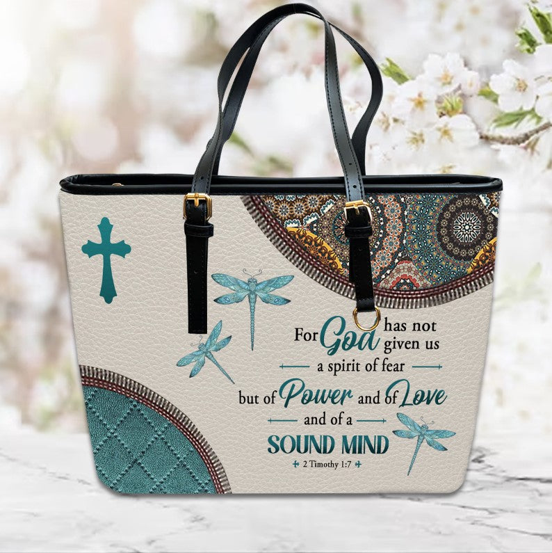 Christianart Designer Handbags, For God Has Not Given Us A Spirit Of Fear 2 Timothy 1 7 Dragonfly Mandala, Personalized Gifts, Gifts for Women.