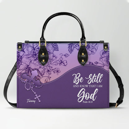 Sapphire Blue Personalized Leather Handbag – Christian Handbag with Bible Verses | Elegant Faith-Inspired Tote