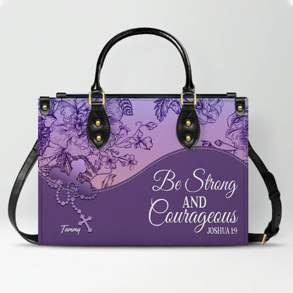 Sapphire Blue Personalized Leather Handbag – Christian Handbag with Bible Verses | Elegant Faith-Inspired Tote