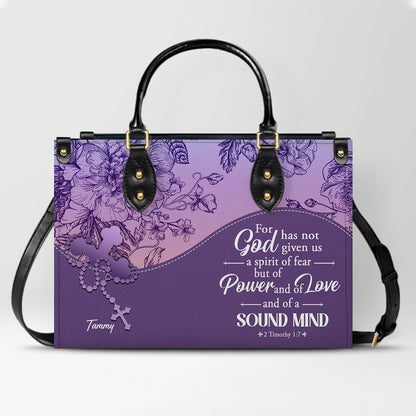 Sapphire Blue Personalized Leather Handbag – Christian Handbag with Bible Verses | Elegant Faith-Inspired Tote
