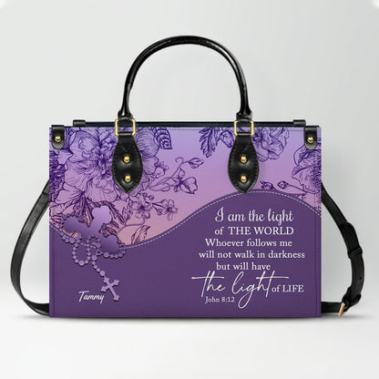 Sapphire Blue Personalized Leather Handbag – Christian Handbag with Bible Verses | Elegant Faith-Inspired Tote