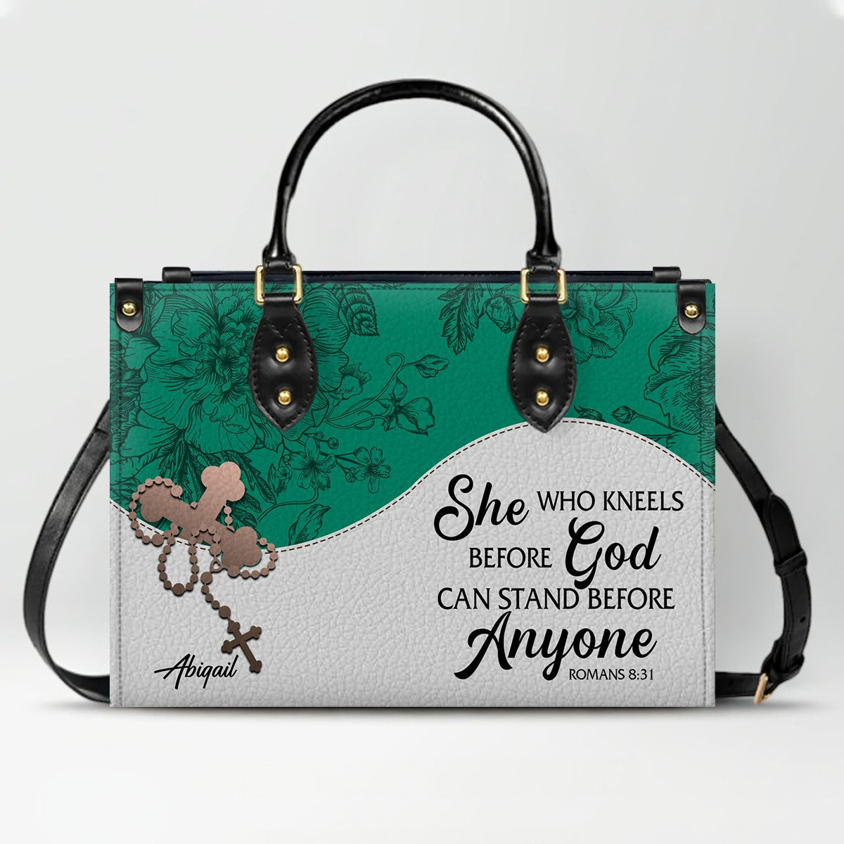 Custom Christian Leather Handbag – Personalized Name, Color & Bible Verse | CHRISTIANARTBAG