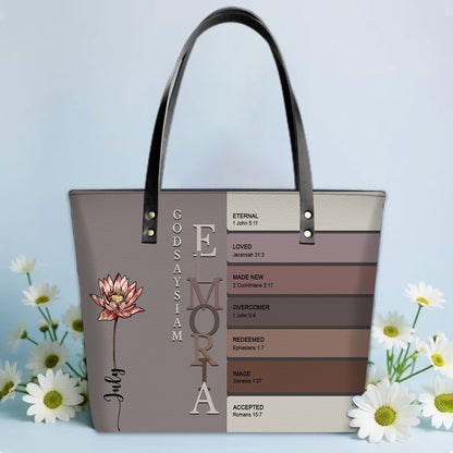 SET - Personalized Leather Tote Bag with Bible Verses – Uncover the sacred meaning of your name – Custom Faith-Inspired Handbag | CHRISTIANARTBAG Leather TOTE Bag