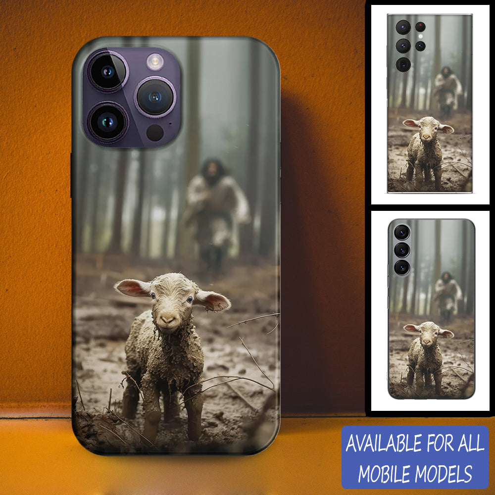 Christianartbag Phone Case, Jesus With The Sheep, Jesus Running After Lamb Phone Case, Personalized Phone Case, Christian Phone Case,  Jesus Phone Case,  Bible Verse Phone Case, CABPC01131023. - Christian Art Bag