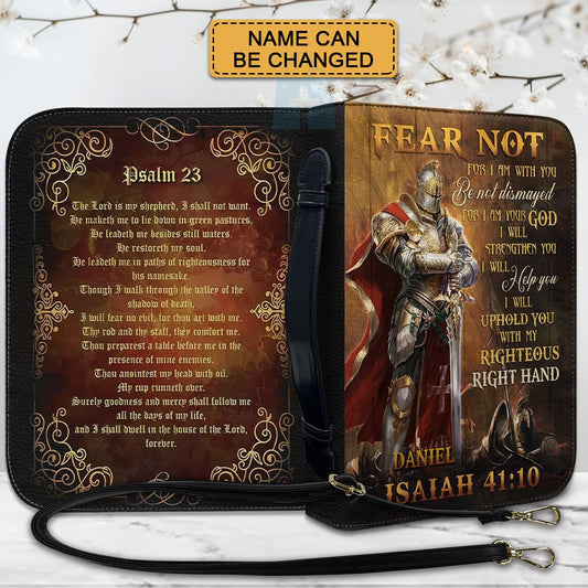 Christianartbag Bible Cover - Fear Not Isaiah 41:10 Personalized Bible Cover Purple - Warrior Bible Cover - Personalized Bible Cover - Christmas Gift - CABBBCV01021023.