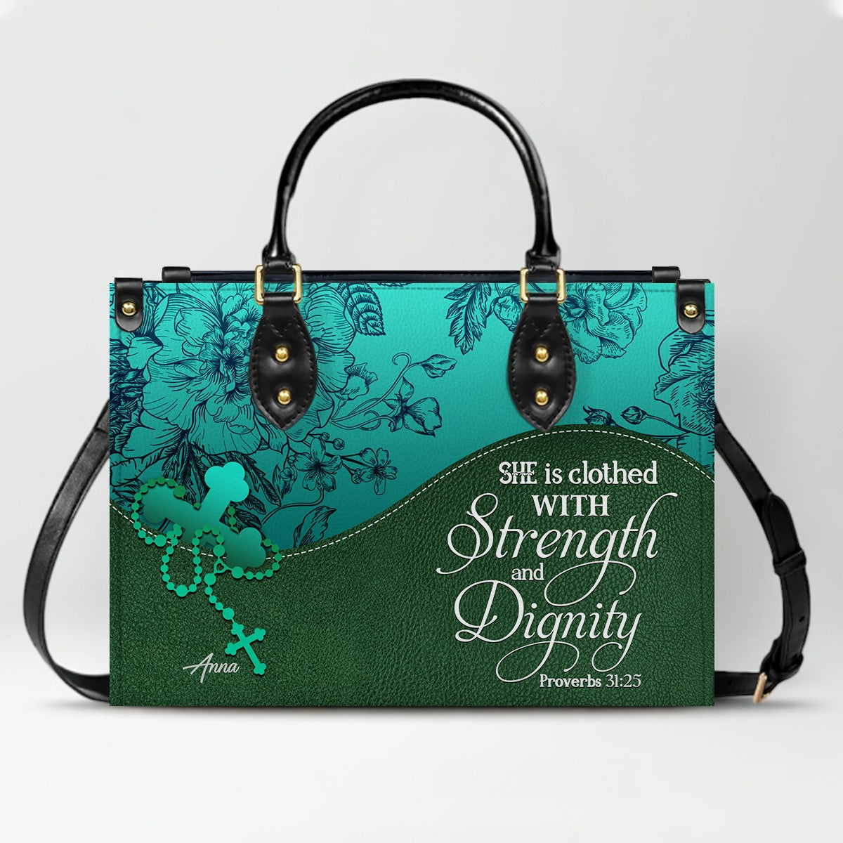 Custom Bible Verse Leather Handbag for Women – Personalized Christian Purse with Name & Scripture – CHRISTIANARTBAG