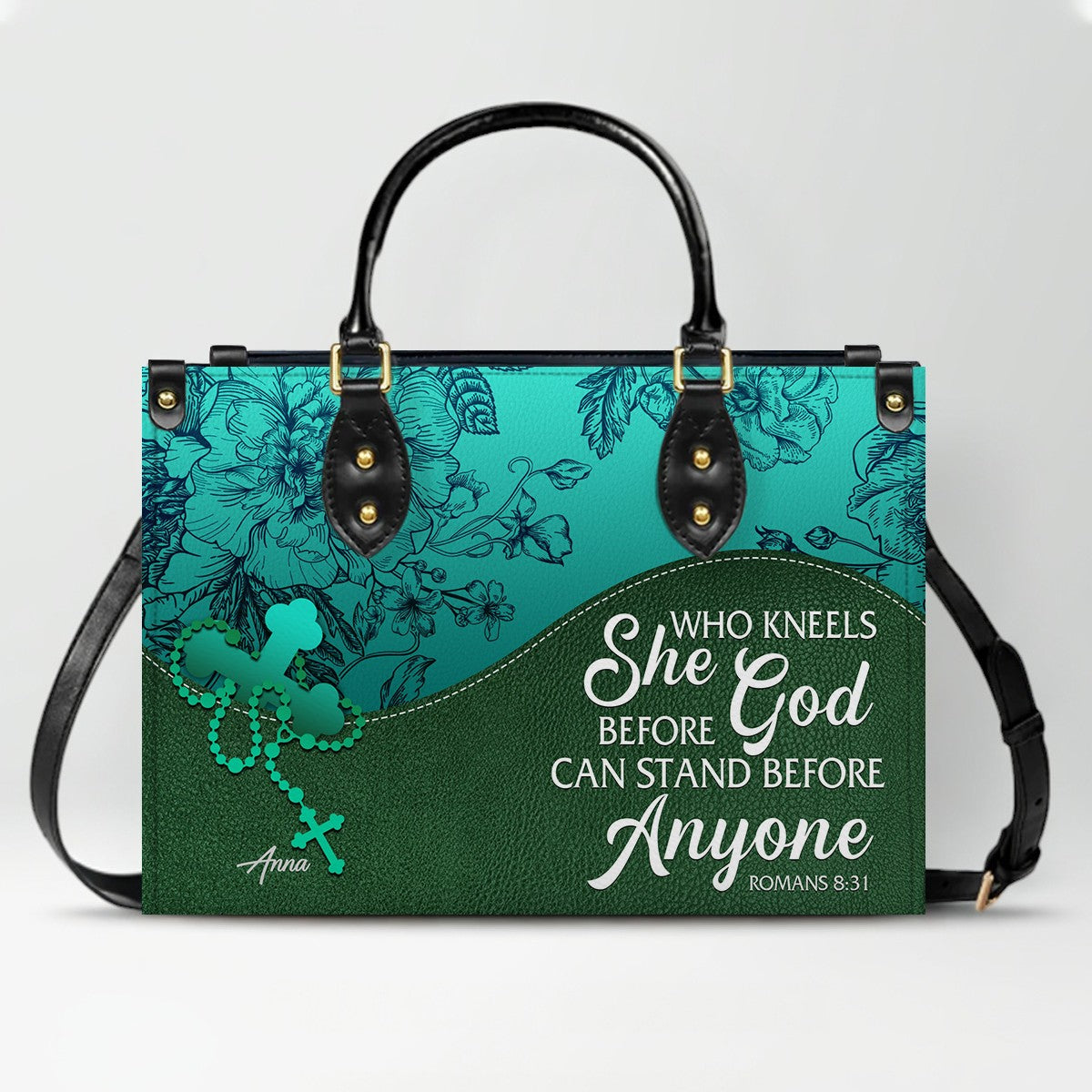 Custom Bible Verse Leather Handbag for Women – Personalized Christian Purse with Name & Scripture – CHRISTIANARTBAG