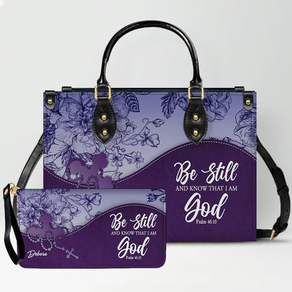 Personalized Christian Leather Handbag and Long Wallet Set – Custom Name, Faith-Inspired Gift for Women